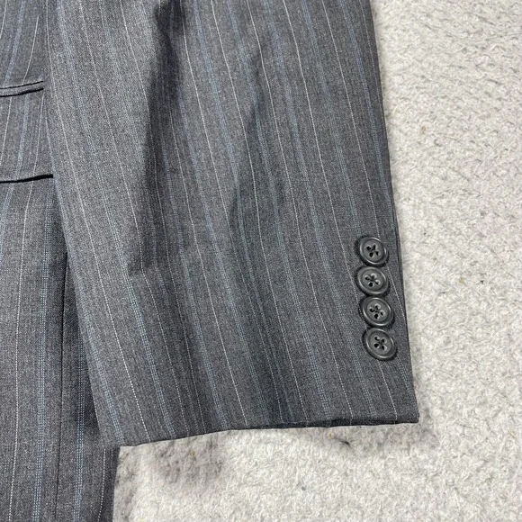 Jack Victor Suit Jacket Mens 50L Gray Pinstripe Super 100s Wool Long 2 Button
